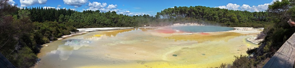 Champagne Lake, Waiotapu, bracketed panorama